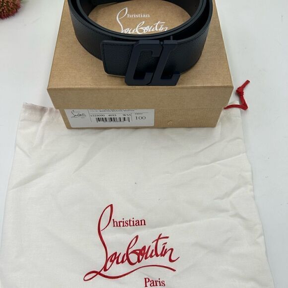 SOLD Men’s Christian Louboutin happy RUI  CL logo leather belt size 100 cm Italy - Picture 3 of 9